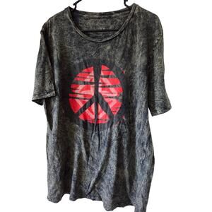 Black Red DOPE Brand Tie Dye Peace Sign Tee Shirt Large Retro Vintage